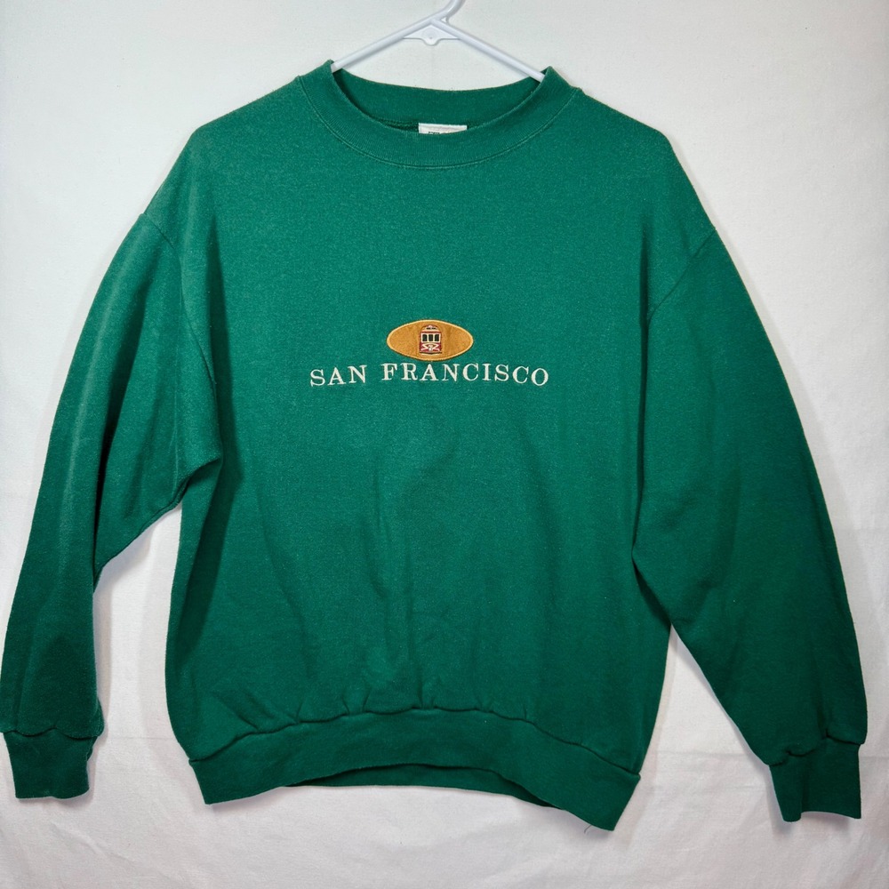 VTG Top Threads San Francisco Sweatshirt Embroidered Graphic Crew Neck Sz Large‎
